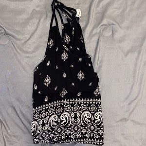 Women’s Mudd Tank Top. Black with white pattern.